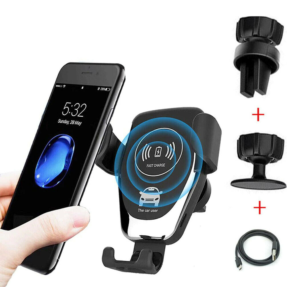 10W QI Wireless Fast Car Charger Mount Holder Stand Awtomatikong Clamping Charging