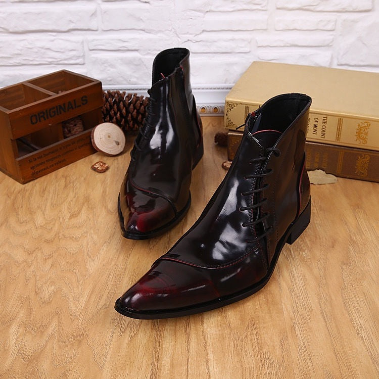 Light Luxury New Korean Style Men's Pointed Leather Boots