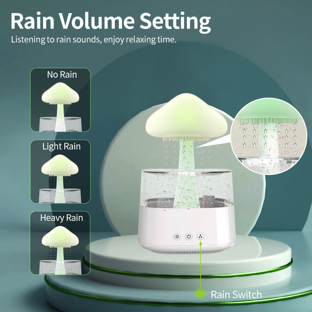 2-in-1 Desk Humidifier Rain Cloud Aromatherapy Essential Oil Zen Diffuser at Raining Cloud Night Light Mushroom Lamp