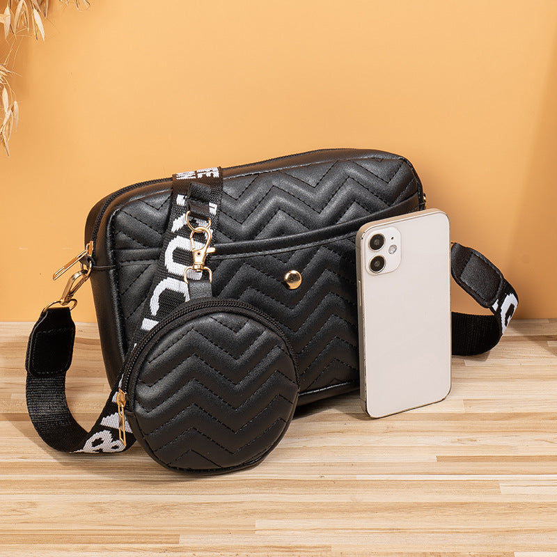 Wave Pattern Ribbon Cross Body Camera Bag