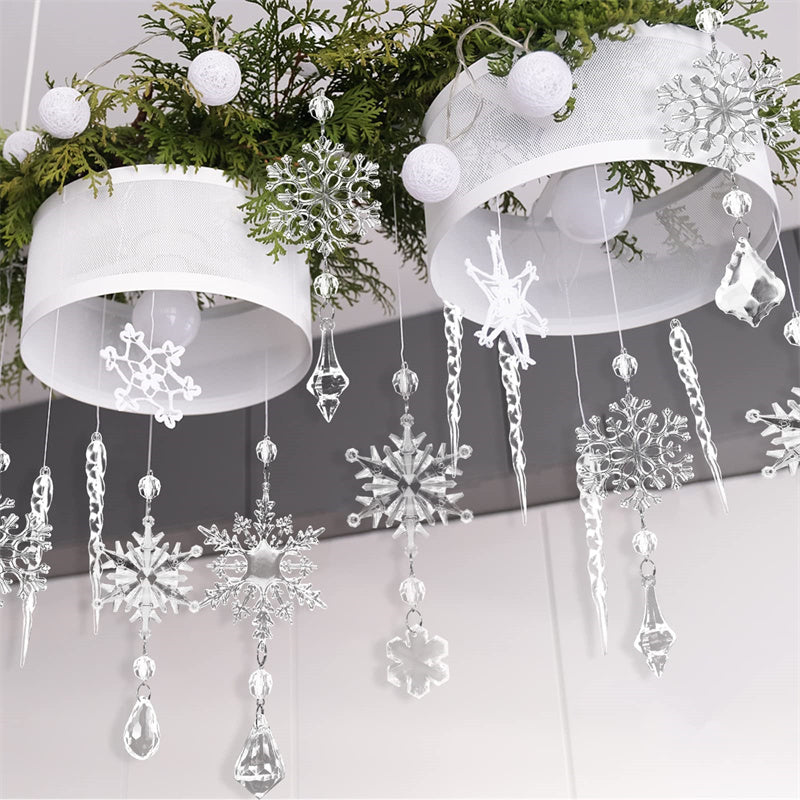 10pcs Christmas Tree Hanging Pendants Acrylic Ice Strip Snow Ceiling Xmas Ornaments Bagong Taon Pasko Dekorasyon Home Decor