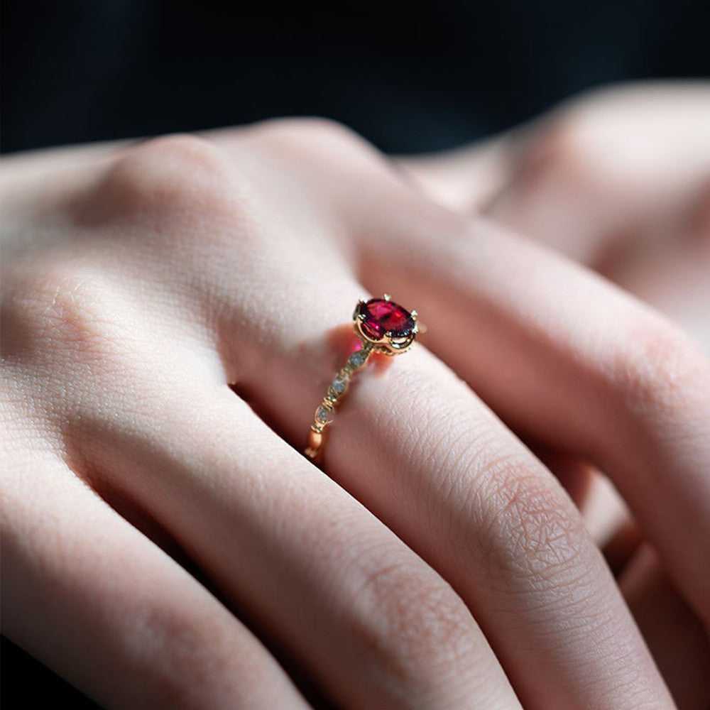 Faux Ruby Tourmaline Ring 18K Plated