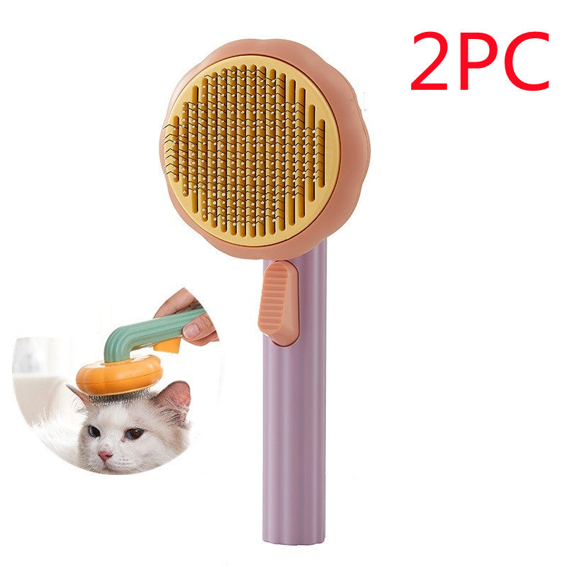 Bagong Pet Cat Brush Hot Selling Hand-held Steel Wire Self-cleaning Comb Looper Para sa Pagtanggal ng Buhok