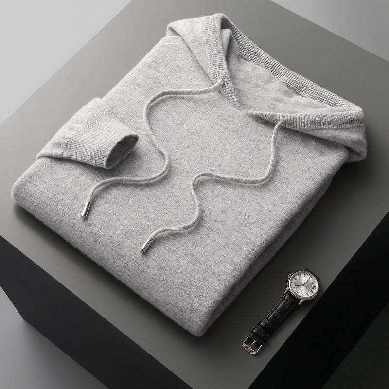 Wool Hoodie Men's Hooded Long-sleeved Sweater Pullover