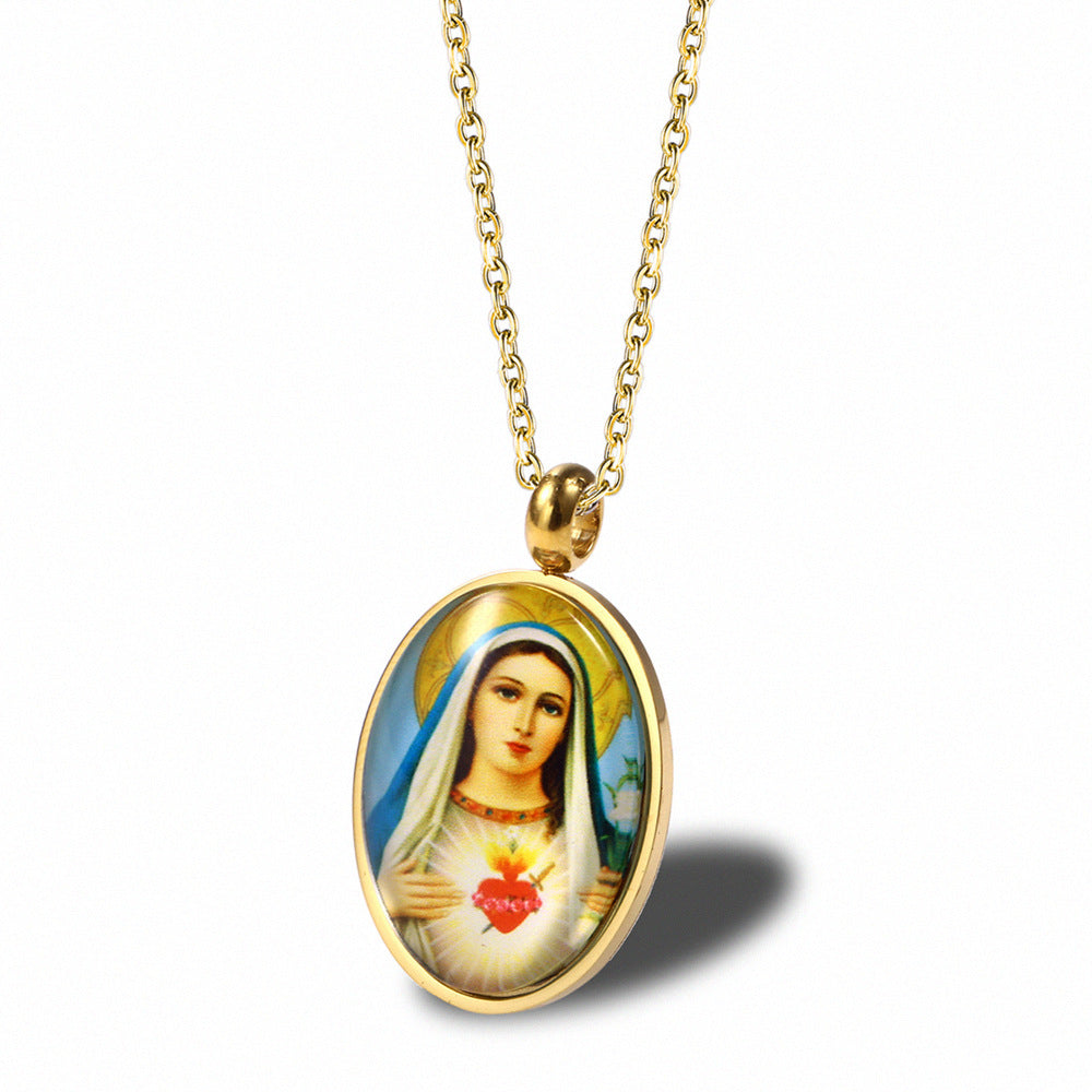 European And American Religious Virgin Mary Clavicle Necklace Women Pendant