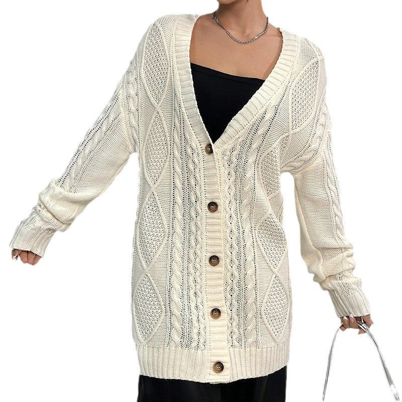 Sweater Coat Loose Twisted V-neck