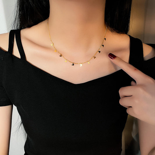 Titanium Steel No Fading Butterfly Necklace Female Light Luxury High Sense Sexy All-matching Temperament Clavicle Chain