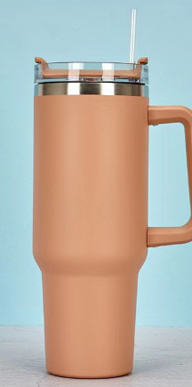 Taza aislante de café de paja con asa, botella de agua portátil de acero inoxidable para coche, taza térmica sin BPA de viaje de gran capacidad, 40oz